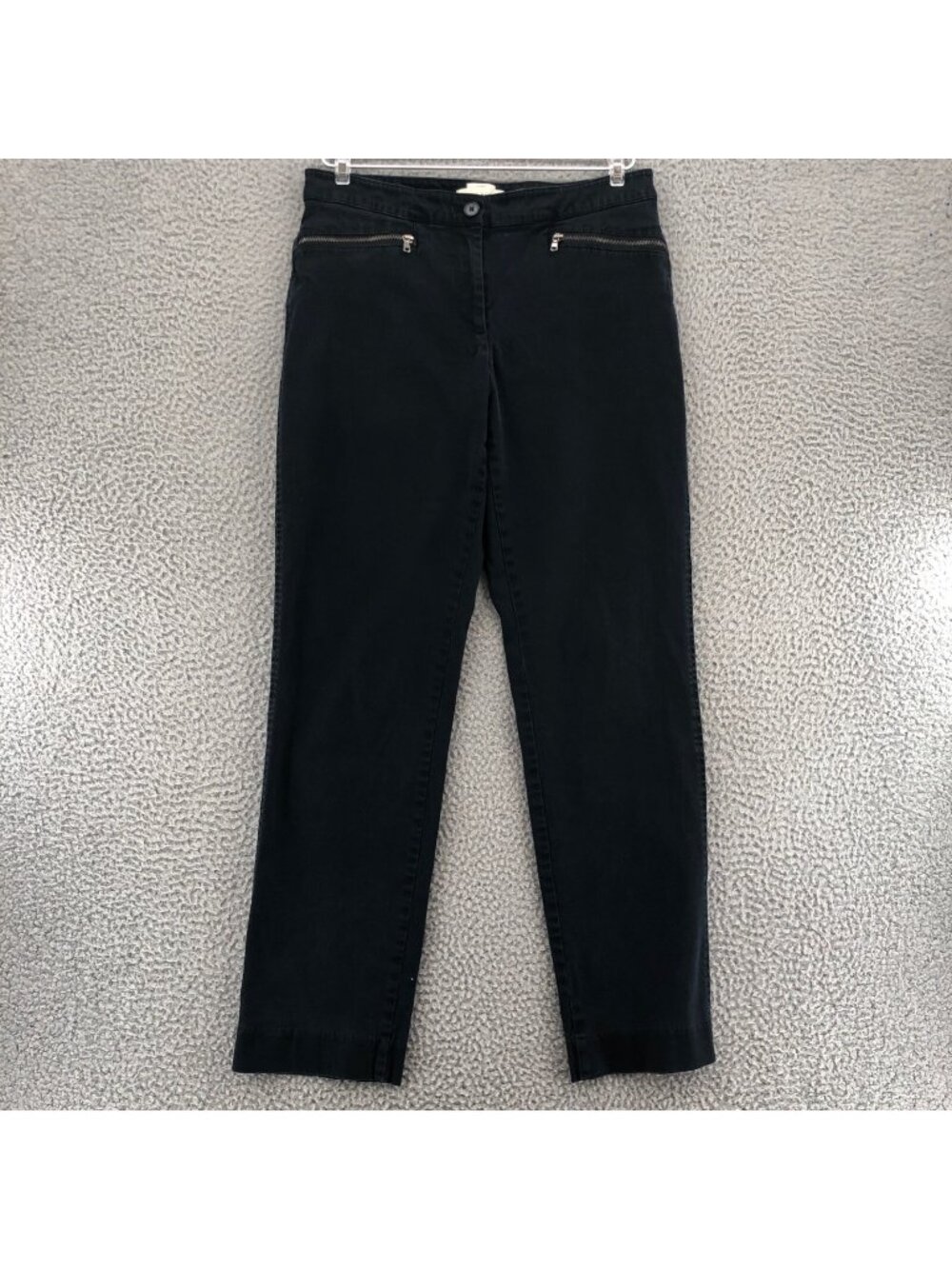 Talbots Pants Womens 6 Black Curvy Stretch Denim Zip Pockets Ankle Tapered Leg - Picture 1 of 11